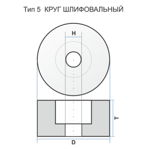 Круг шлифовальный 5 100x65x20 ZK 16 Q B 32 мет.дно Луга Абразив